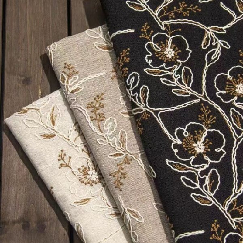 Sewing - ผ้าลูกไม้ปักลายบนผ้าทูลล์ ผ้าลินิน ผ้าฝ้าย ลายเชือกปักแบบวินเทจ สำหรับชุดเดรสโปร่งบาง ชุดราตรี
