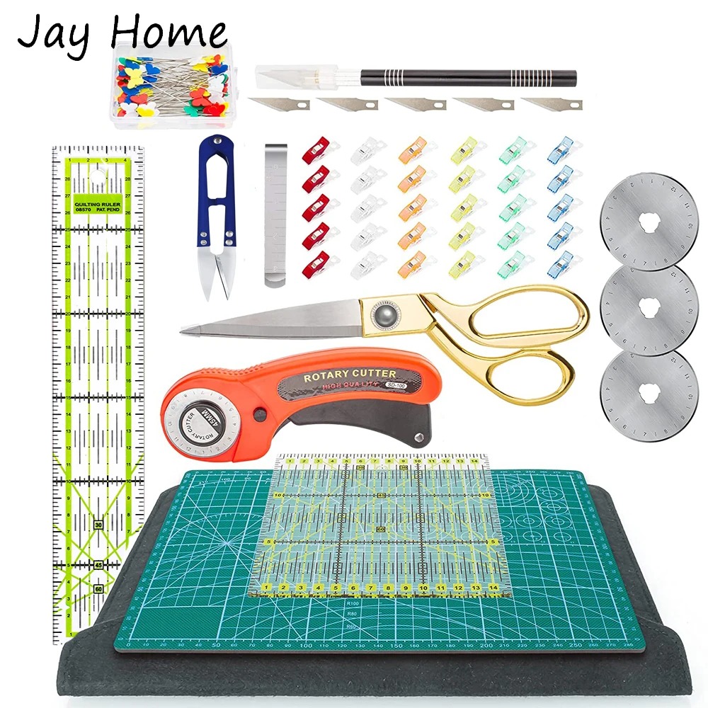 Rotary Cutter For Fabric 45Mm - 42PCS เครื่องตัดโรตารี่ชุด45มม.ผ้าตัดชุดตัดกรรไกร & Patchwork ไม้บรรทัด &