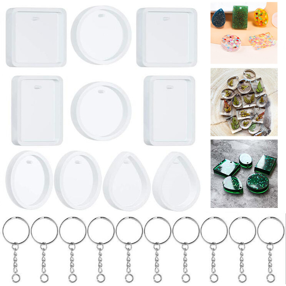 Silicone Epoxy Resin Molds Set - 20ชิ้น/เซ็ต DIY พวงกุญแจจี้หล่อพิมพ์เค้กซิลิโคนชุดคริสตัลอีพ็อกซี่แม่พิมพ์เรซินสำหรับ DIY เรซิ่นเครื่องประดับจี้เครื่องมือ
