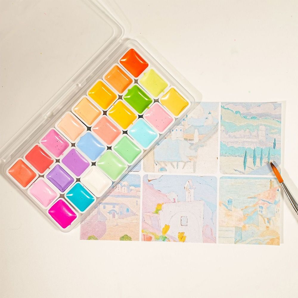 Watercolor Paint Set Solid Pigment - ชุดสีน้ำ 24 สี พลาสติก 1 มล.