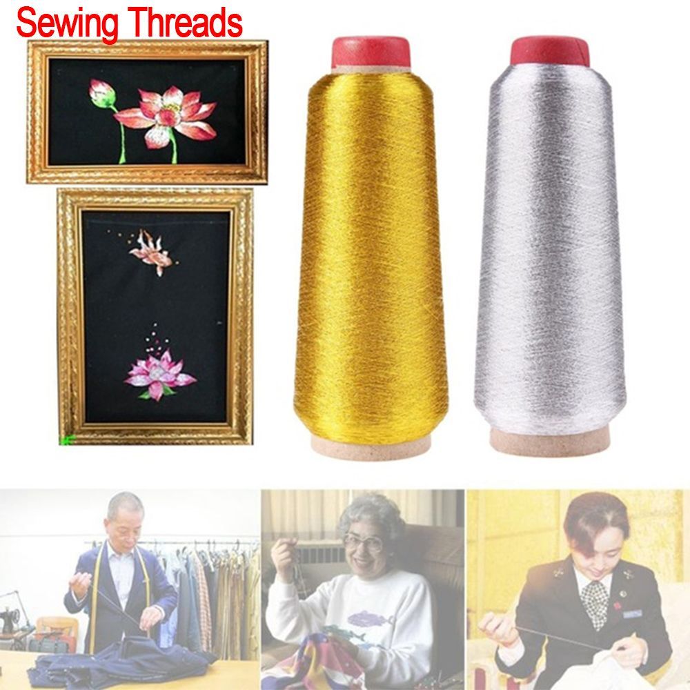 Cotton Embroidery Thread Skeins - ด้ายปักสีทอง/เงินด้ายปักครอสติชคอมพิวเตอร์3000ม. สายด้ายเย็บผ้าเลื่อมทอ