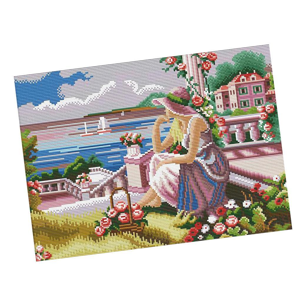 Cross Stitch Stamped Kits Beginners - ชุดเย็บปักถักร้อยแบบปั๊มลาย พร้อมแพทเทิร์นสำเร็จรูป ชุดเย็บปักถักร้อยด้วยผ้าฝ้าย งานฝีมือ DIY สำหรับเด็กและผู้ใหญ่
