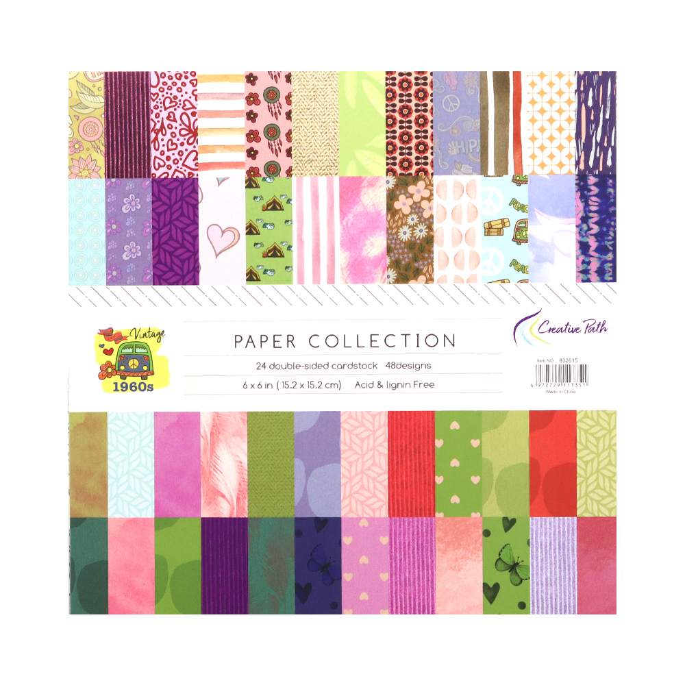 Vintage Junk Journal Scrapbooking Paper - กระดาษตกแต่งลายดอกไม้สไตล์วินเทจยุค 1960 สำหรับสมุดภาพ ขนาด 6 นิ้ว