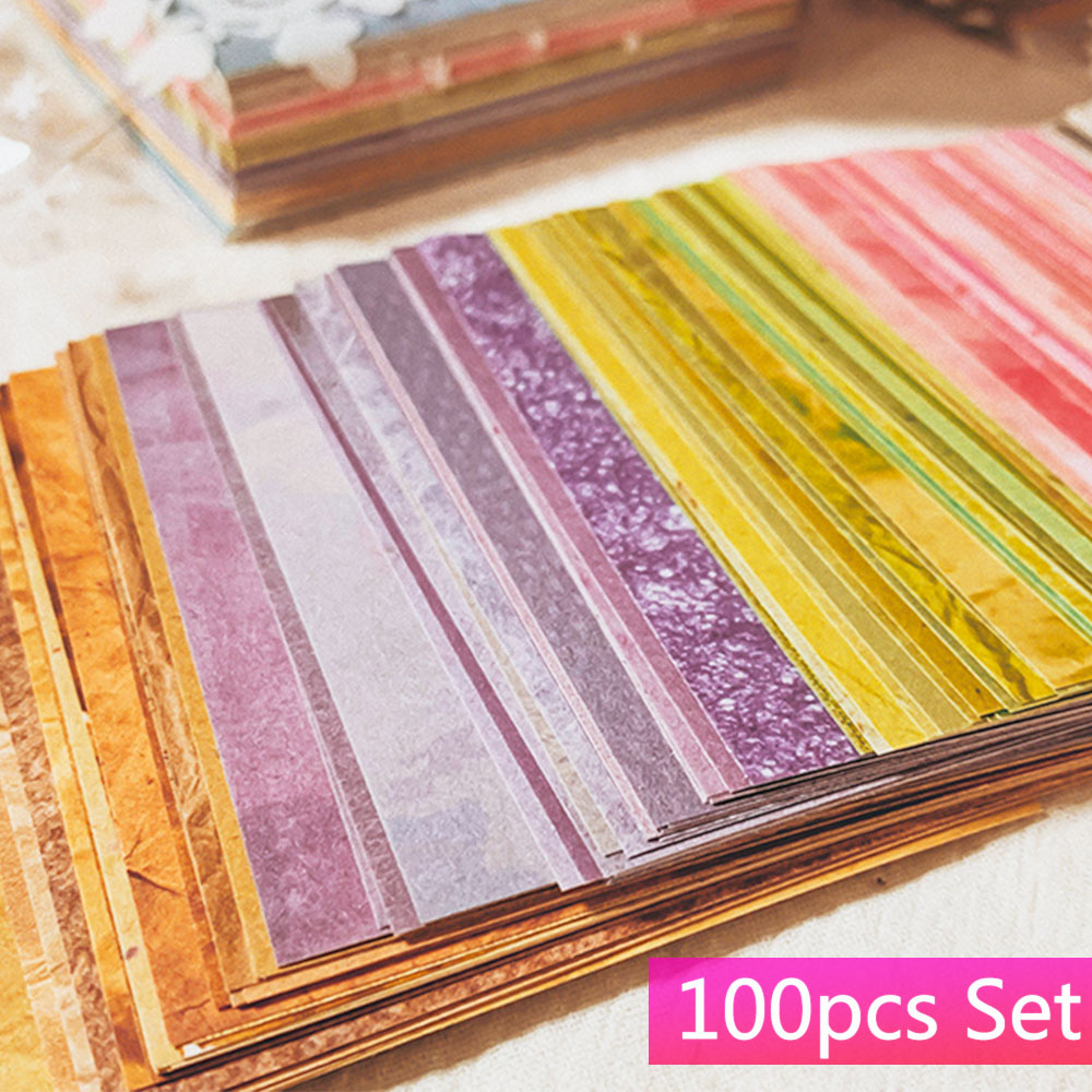 Vintage Junk Journal Scrapbooking Paper - 100 ชิ้นพื้นผิวที่มีสีสันพื้นหลังหัตถกรรมกระดาษขยะสมุดบันทึก Scrapbooking Vintage Decoupage ตกแต่งอัลบั้มภาพ