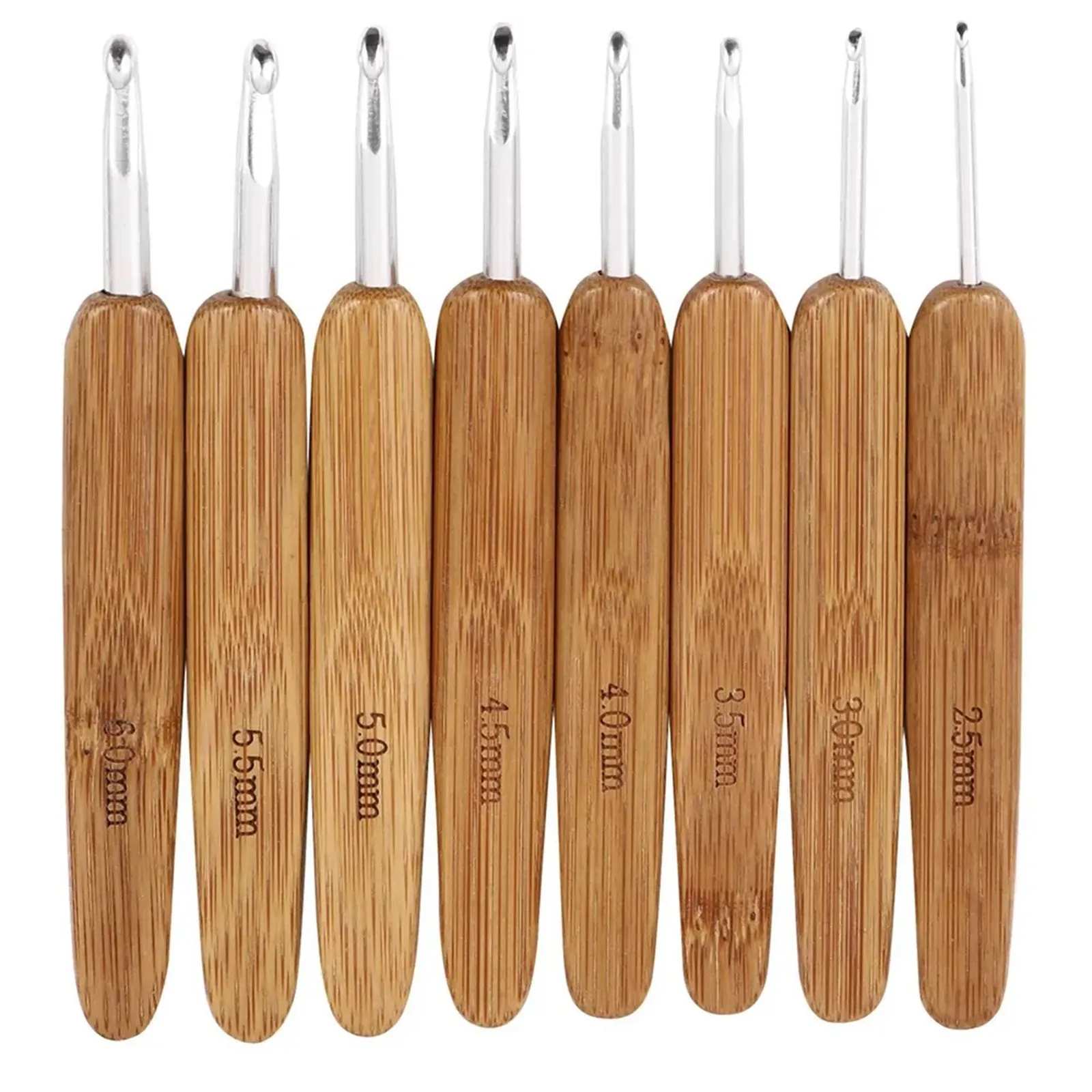 Wooden Crochet Hooks Ergonomic Handle - ชุดตะขอถักไม้ไผ่ทำมือ - ด้ามยาวพิเศษสำหรับการทอผ้าห่มและผ้าคลุมไหล่แบบมืออาชีพ | เครื่องมือช่างตามหลักสรีรศาสตร์