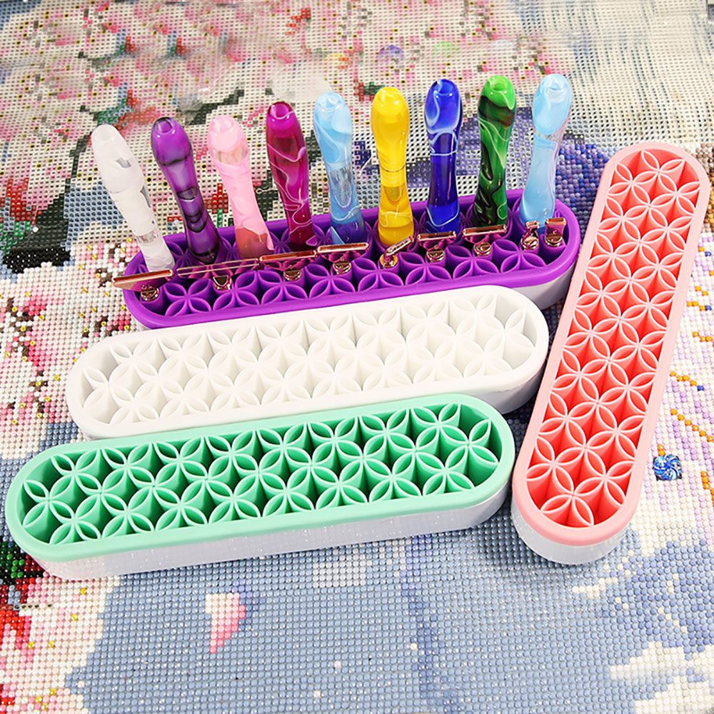 Painting Supplies - ที่ใส่ปากกาซิลิโคนสำหรับอุปกรณ์งานเพ้นท์เพชร, ที่วางแบบนุ่มสำหรับปากกาเรซิน, อุปกรณ์จัดเก็บสำหรับงานฝีมือ DIY