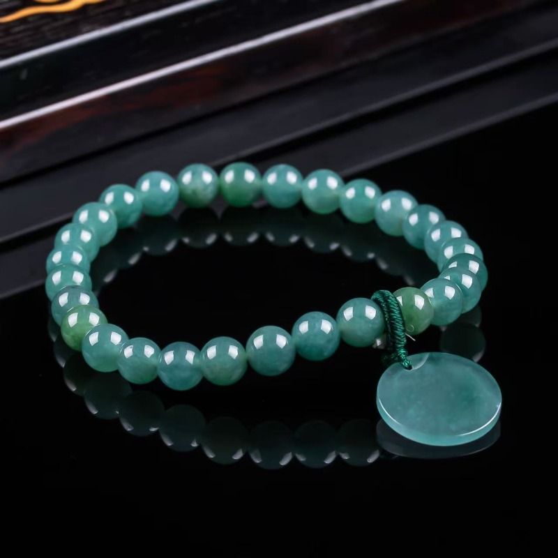 Beading - หยกธรรมชาติสีน้ำเงิน ลูกปัดไม่มีตำหนิ สร้อยข้อมือถักมือ เครื่องประดับหรูหรา เครื่องประดับแฟชั่น เครื่องราง