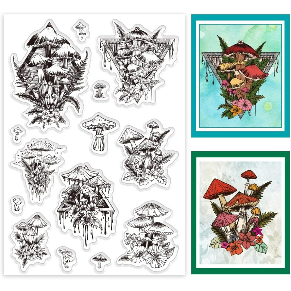 Clear Silicone Stamps For Card Making - แสตมป์ใสเห็ด, แสตมป์ซิลิโคนพืชใบแสตมป์ยางใสประทับตราแสตมป์กระดาษสําหรับทําบัตร, งานหัตถกรรมกระดาษ