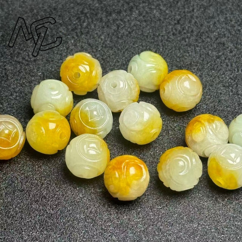 ลูกปัดหยกสีเหลืองธรรมชาติทรงกล - Beading บทวิจารณ์และราคา