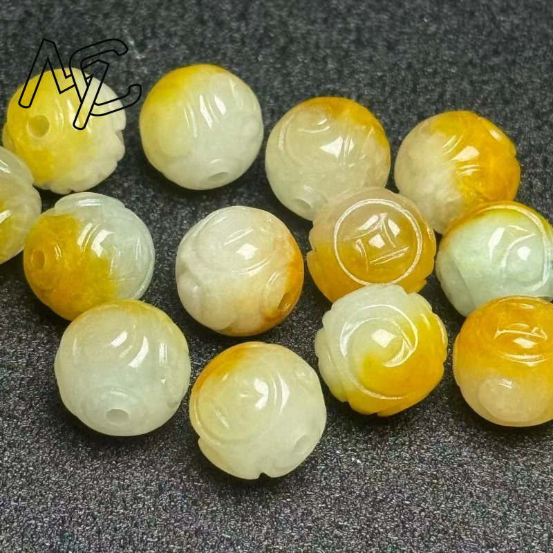 ลูกปัดหยกสีเหลืองธรรมชาติทรงกล - Beading บทวิจารณ์และราคา