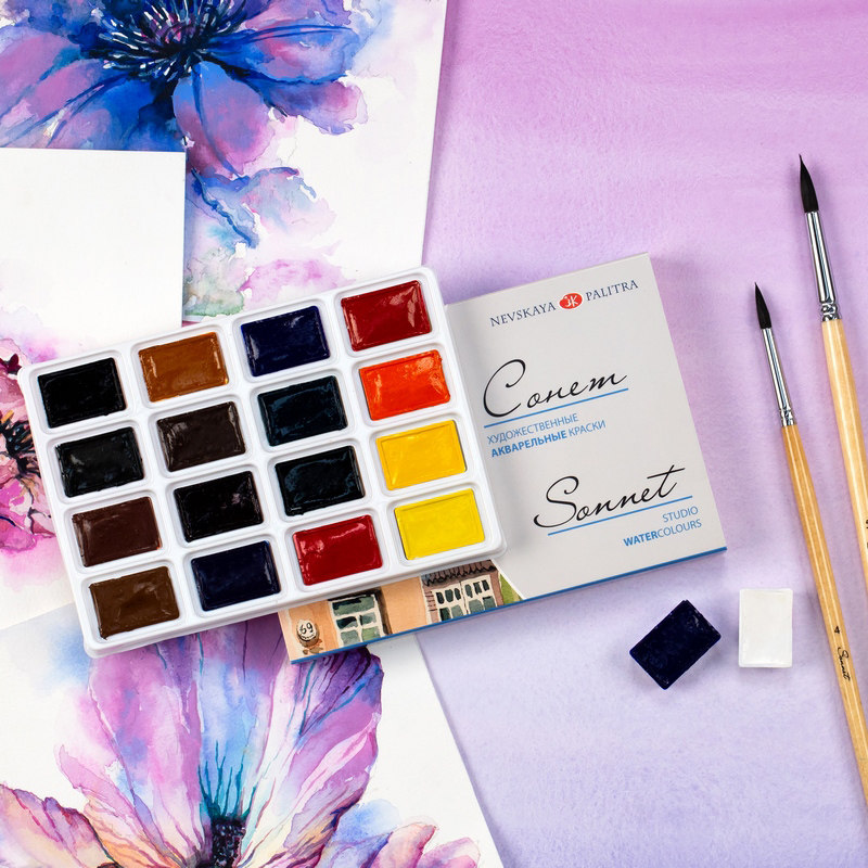 สีน้ำแบบก้อนรัสเซีย White Nigh - Watercolor Paint Set Solid Pigment บทวิจารณ์และราคา