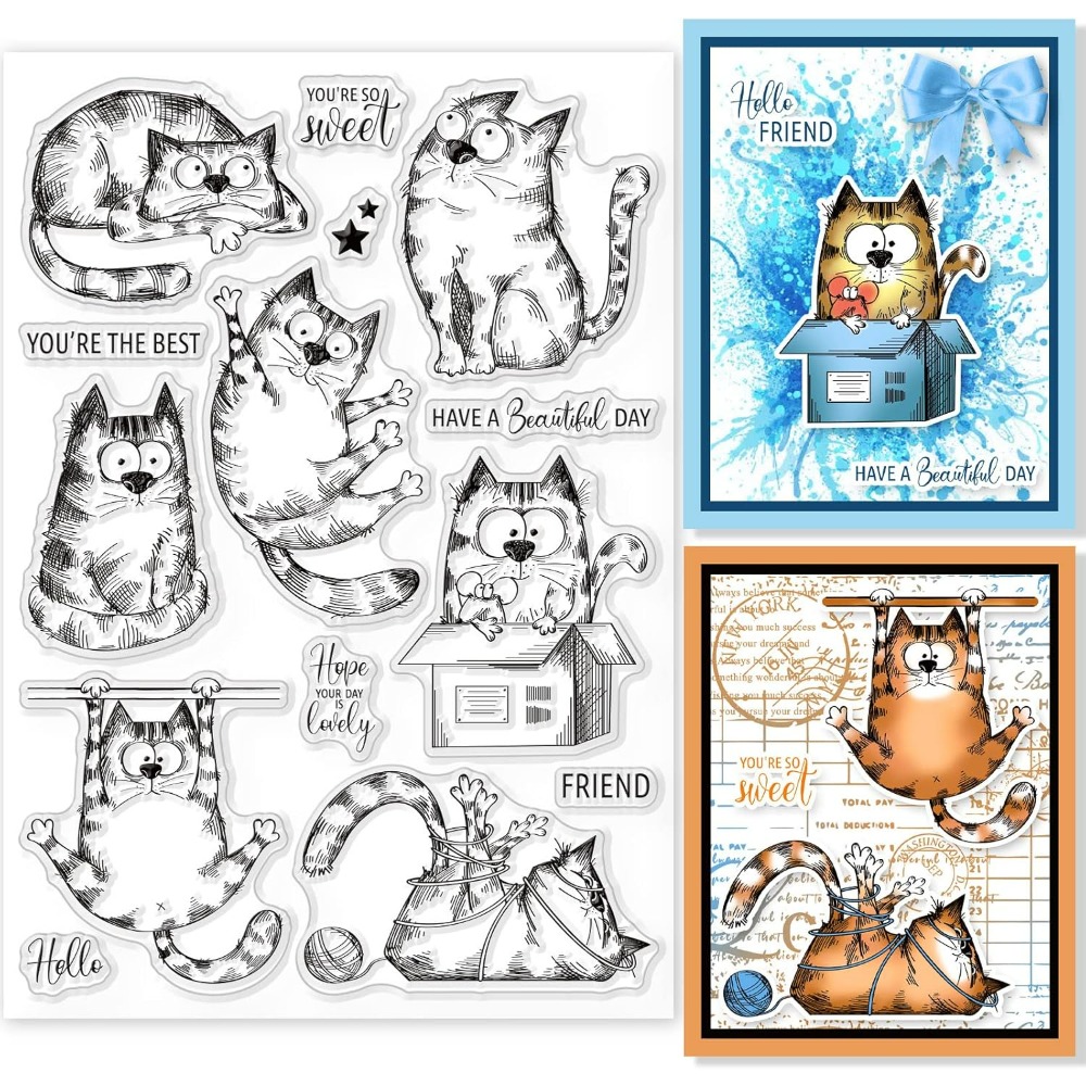 8.3x5.8in แมวล้างแสตมป์แมวน่าร - Clear Silicone Stamps For Card Making บทวิจารณ์และราคา