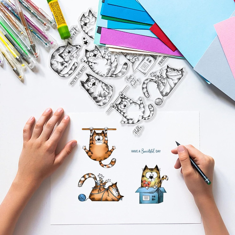8.3x5.8in แมวล้างแสตมป์แมวน่าร - Clear Silicone Stamps For Card Making บทวิจารณ์และราคา