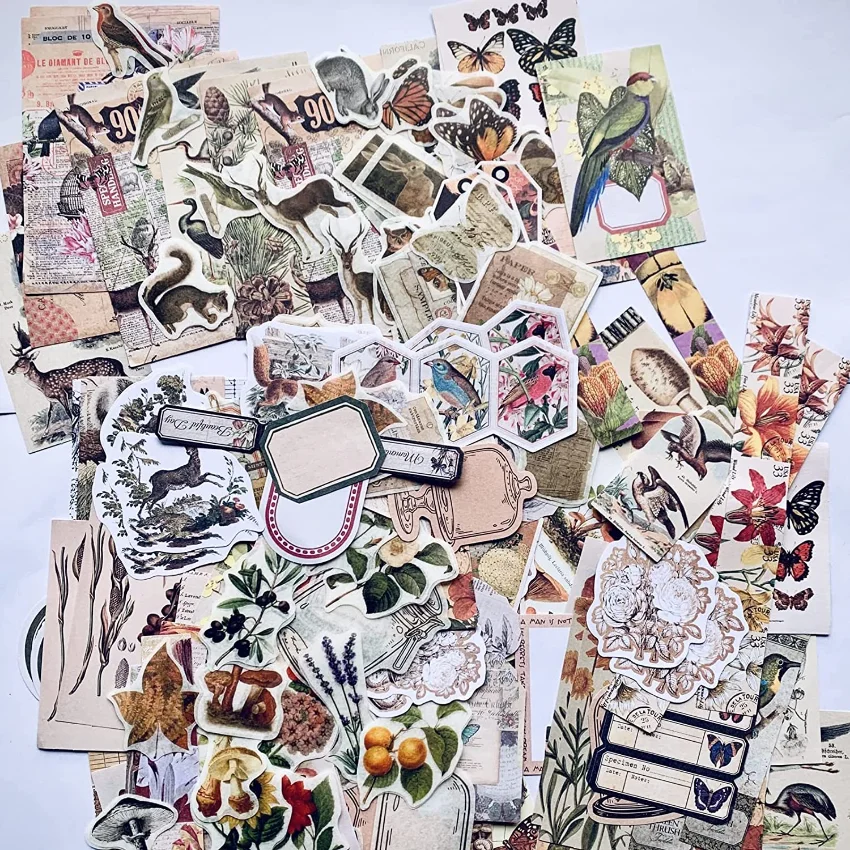 สติกเกอร์วินเทจสำหรับตกแต่งสมุ - Vintage Junk Journal Scrapbooking Paper บทวิจารณ์และราคา