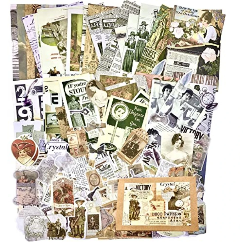 สติกเกอร์วินเทจสำหรับตกแต่งสมุ - Vintage Junk Journal Scrapbooking Paper บทวิจารณ์และราคา