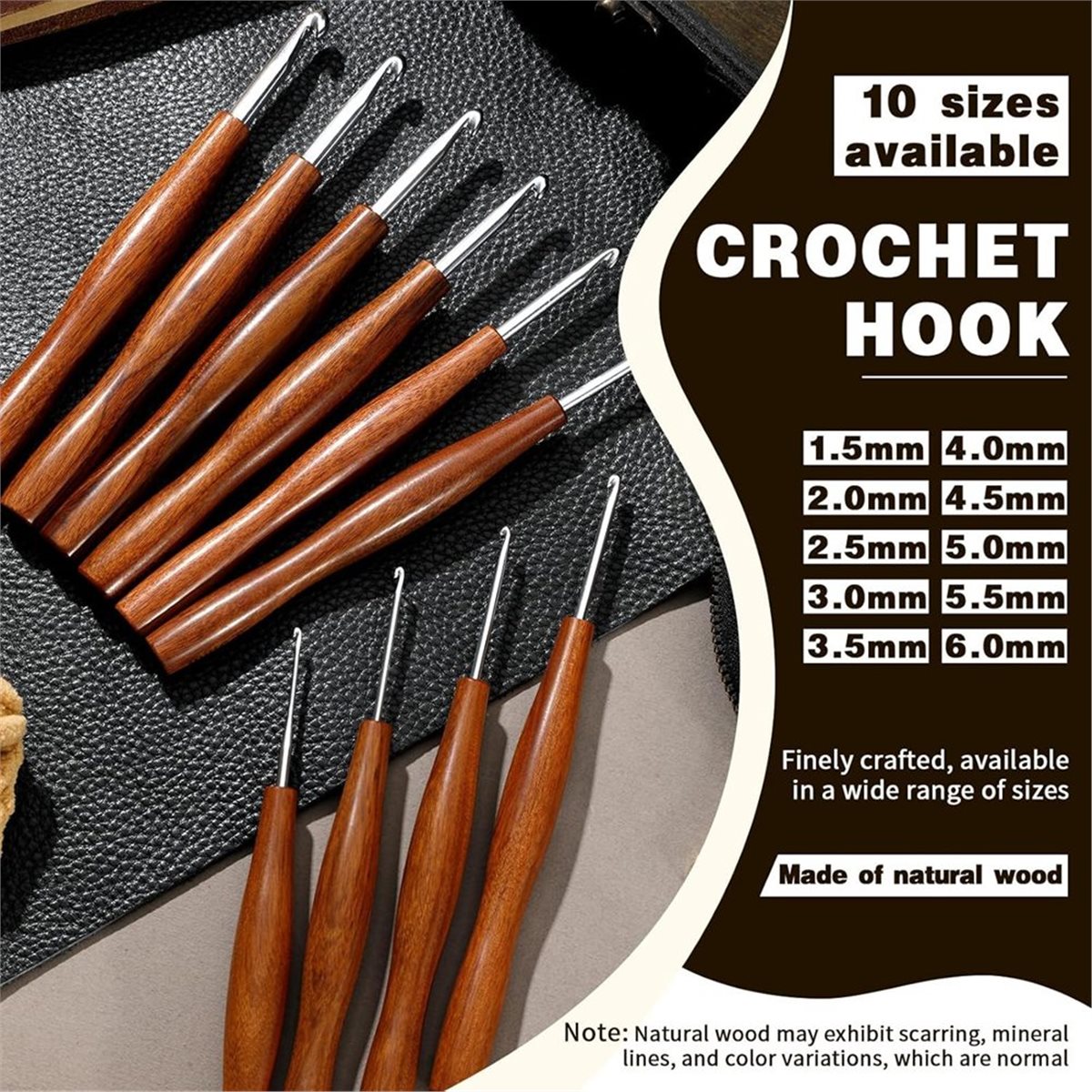 AT16 เข็มโครเชต์ 5 ชิ้น, เข็มโ - Wooden Crochet Hooks Ergonomic Handle บทวิจารณ์และราคา