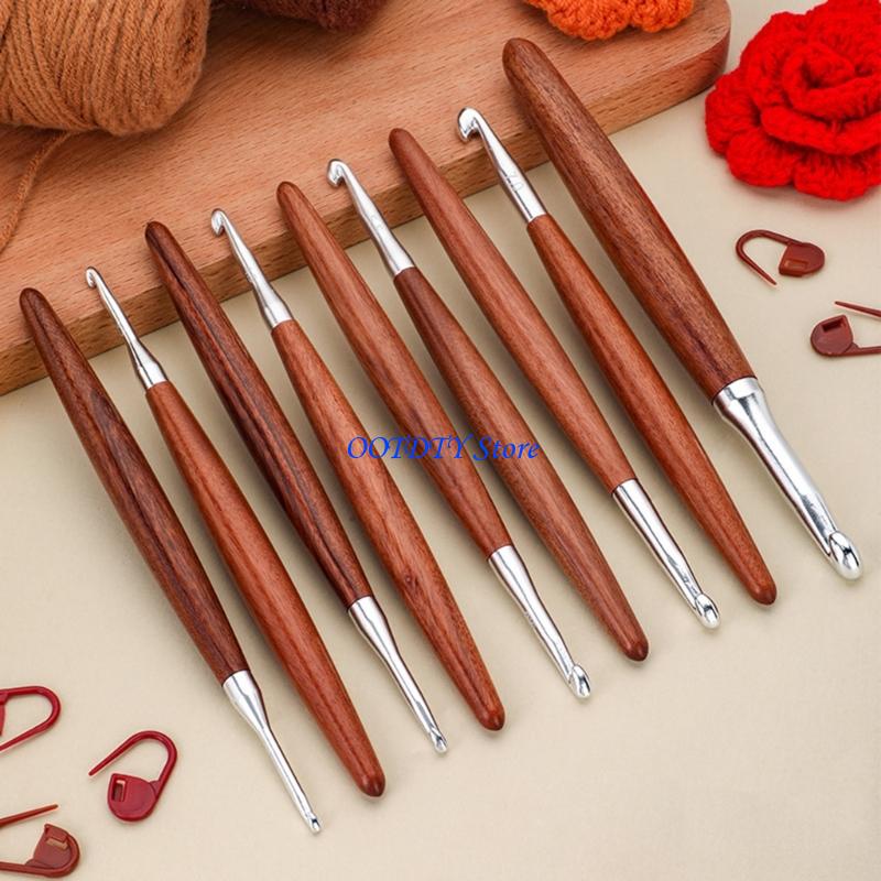 367A 8 ชิ้น Ergonomic ไม้ Grip - Wooden Crochet Hooks Ergonomic Handle บทวิจารณ์และราคา