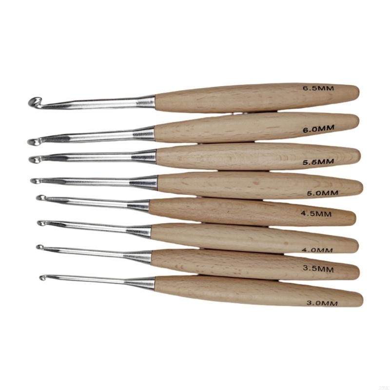 8 ชิ้น Ergonomic ตะขอถักสำหรับ - Wooden Crochet Hooks Ergonomic Handle บทวิจารณ์และราคา