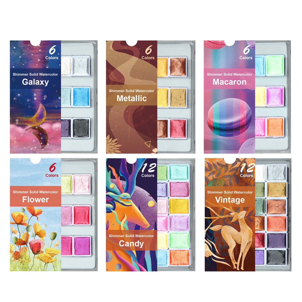 แบบพกพาสีน้ําชุด 6/12 สีกล่องพ - Watercolor Paint Set Solid Pigment บทวิจารณ์และราคา