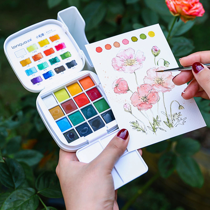 ชุดสีน้ำ LANGUO 16 สี พร้อมกล่ - Watercolor Paint Set Solid Pigment บทวิจารณ์และราคา