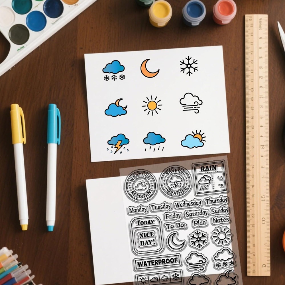 แสตมป์ซิลิโคนลายวันที่ อุณหภูม - Clear Silicone Stamps For Card Making บทวิจารณ์และราคา