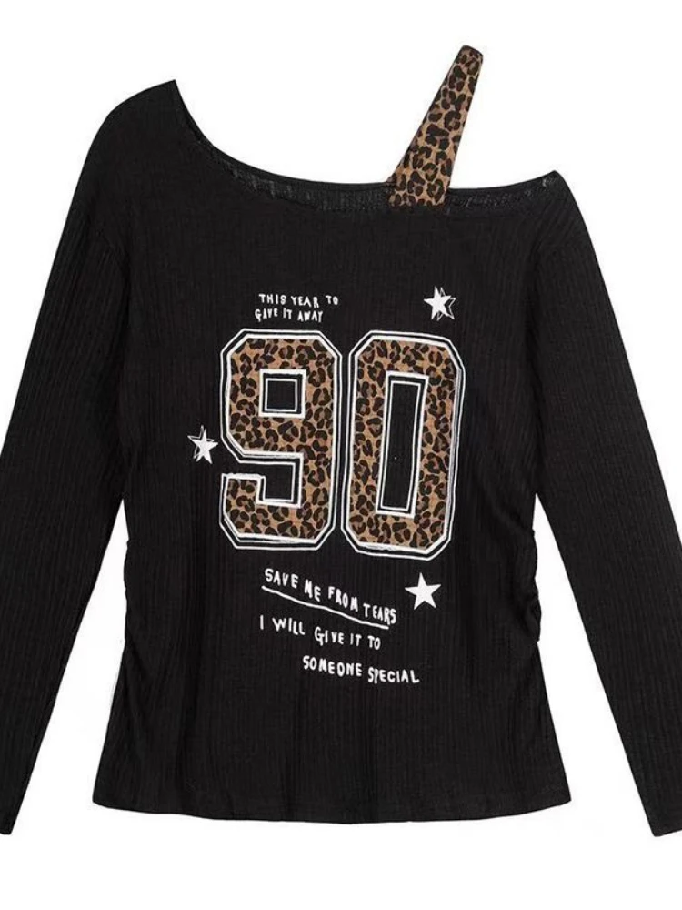 เสื้อยืดลายเสือดาวสไตล์ Y2K แบ - Embroidery บทวิจารณ์และราคา