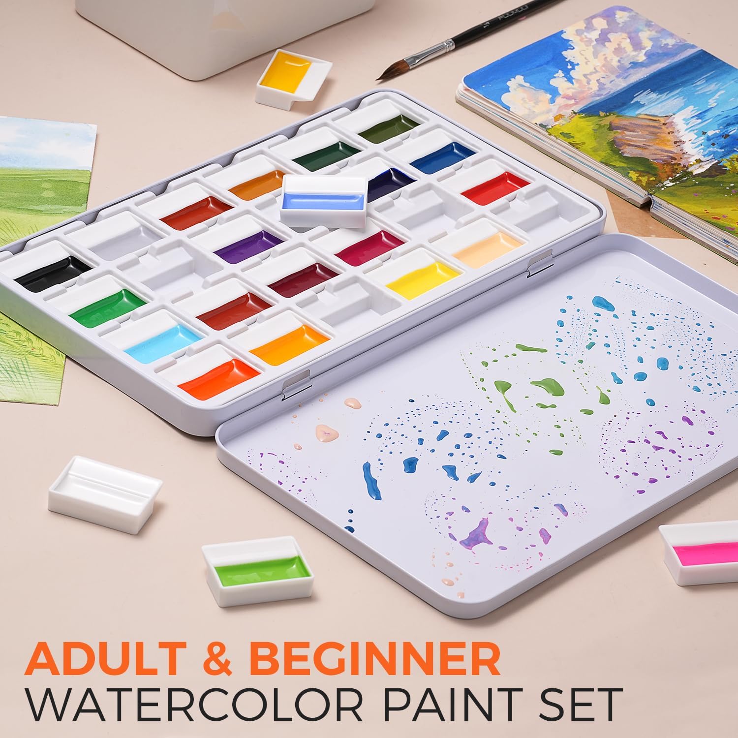 ชุดสีน้ำแบบทึบแสง 24 สี ชุดสีน - Watercolor Paint Set Solid Pigment บทวิจารณ์และราคา
