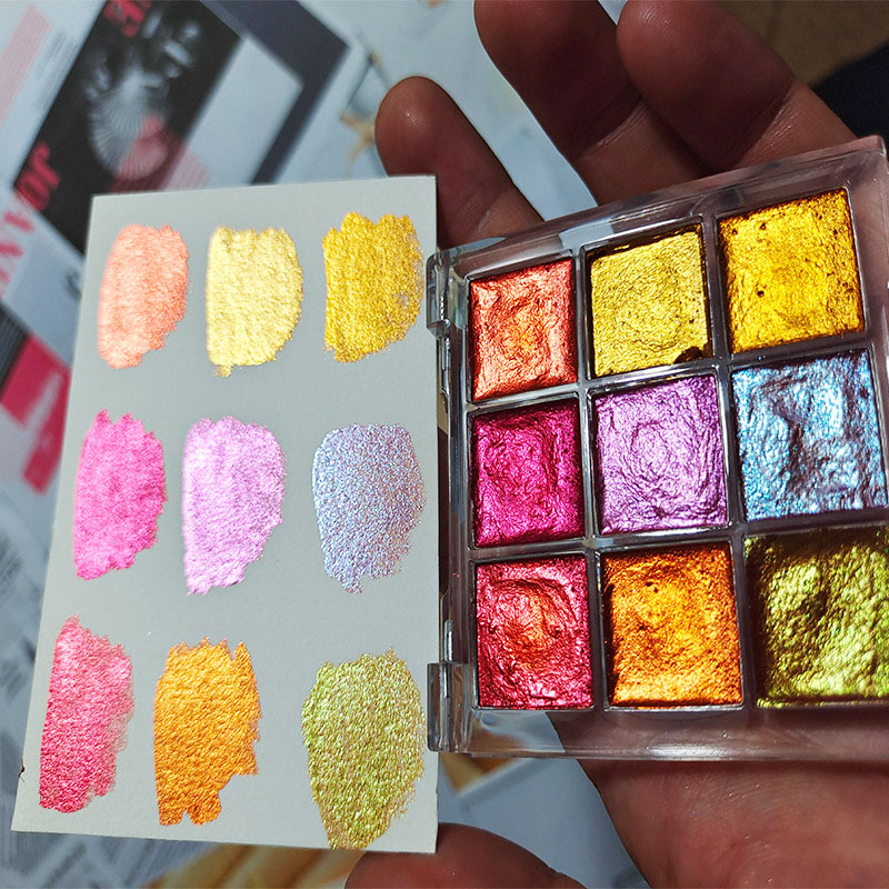 9 สีเล็บสีทึบ Pigment ออโรร่าเ - Watercolor Paint Set Solid Pigment บทวิจารณ์และราคา