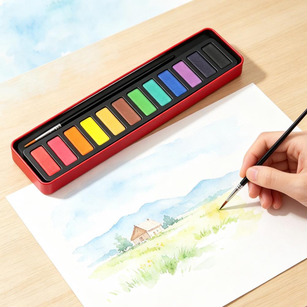 ชุดสีน้ำแบบพกพา สีกัวชแบบแข็ง  - Watercolor Paint Set Solid Pigment บทวิจารณ์และราคา