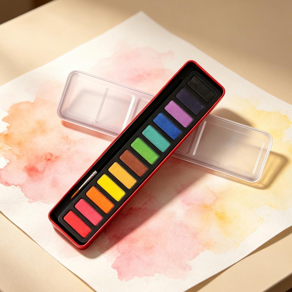 ชุดสีน้ำแบบพกพา สีกัวชแบบแข็ง  - Watercolor Paint Set Solid Pigment บทวิจารณ์และราคา