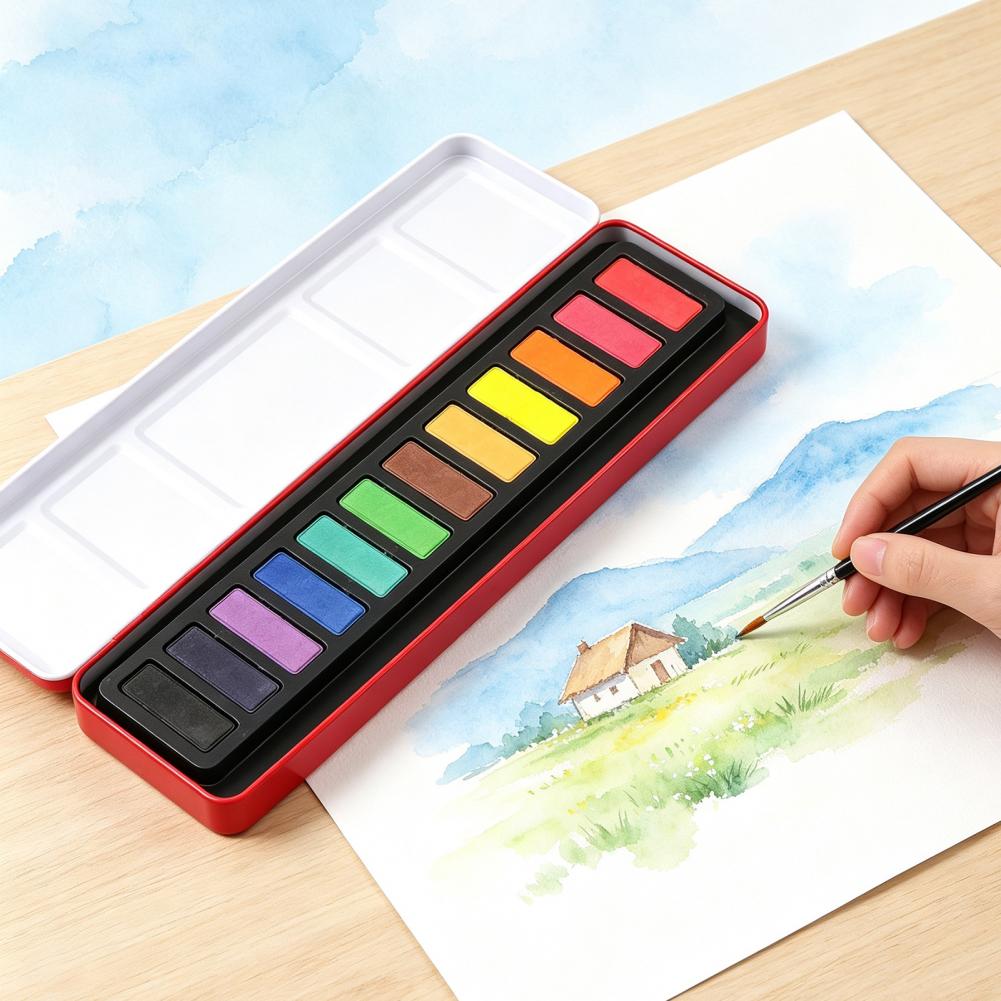 ชุดสีน้ำแบบพกพา สีกัวชแบบแข็ง  - Watercolor Paint Set Solid Pigment บทวิจารณ์และราคา