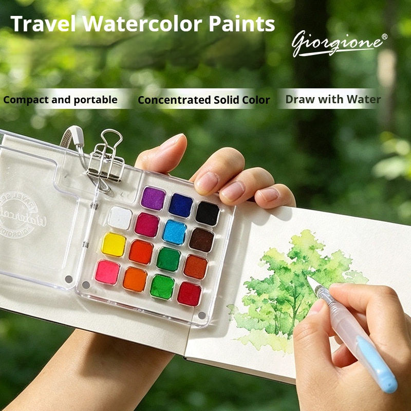 ชุดสีน้ำแบบพกพา 15 สี สำหรับกา - Watercolor Paint Set Solid Pigment บทวิจารณ์และราคา
