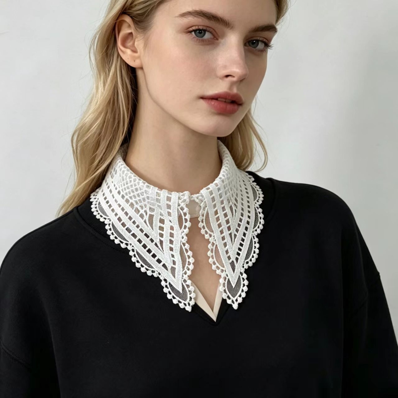 ปกเสื้อปลอมสีขาวสำหรับผู้หญิง  - Embroidery บทวิจารณ์และราคา