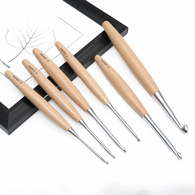 1/11 ชิ้น เข็มโครเชต์ด้ามไม้ ข - Wooden Crochet Hooks Ergonomic Handle บทวิจารณ์และราคา