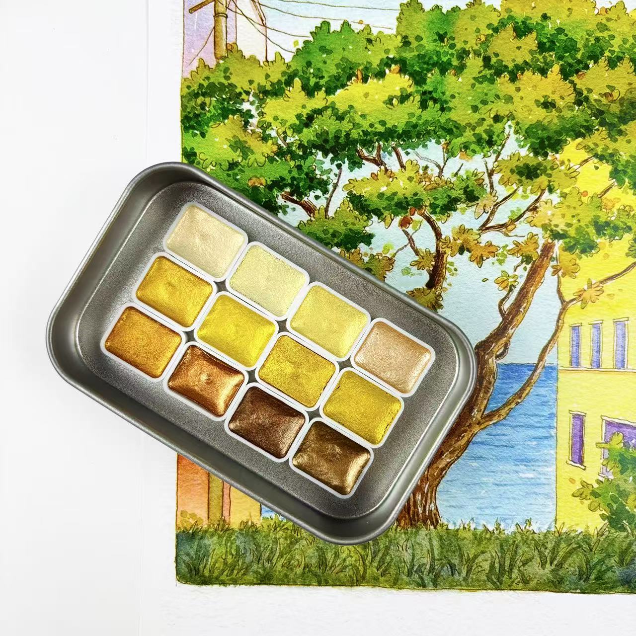 ชุดสีน้ำระดับมืออาชีพที่สมบูรณ - Watercolor Paint Set Solid Pigment บทวิจารณ์และราคา